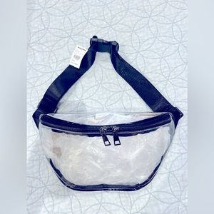 BLACK AND CLEAR FANNY PACK HANDBAG WAIST BAND NWT!